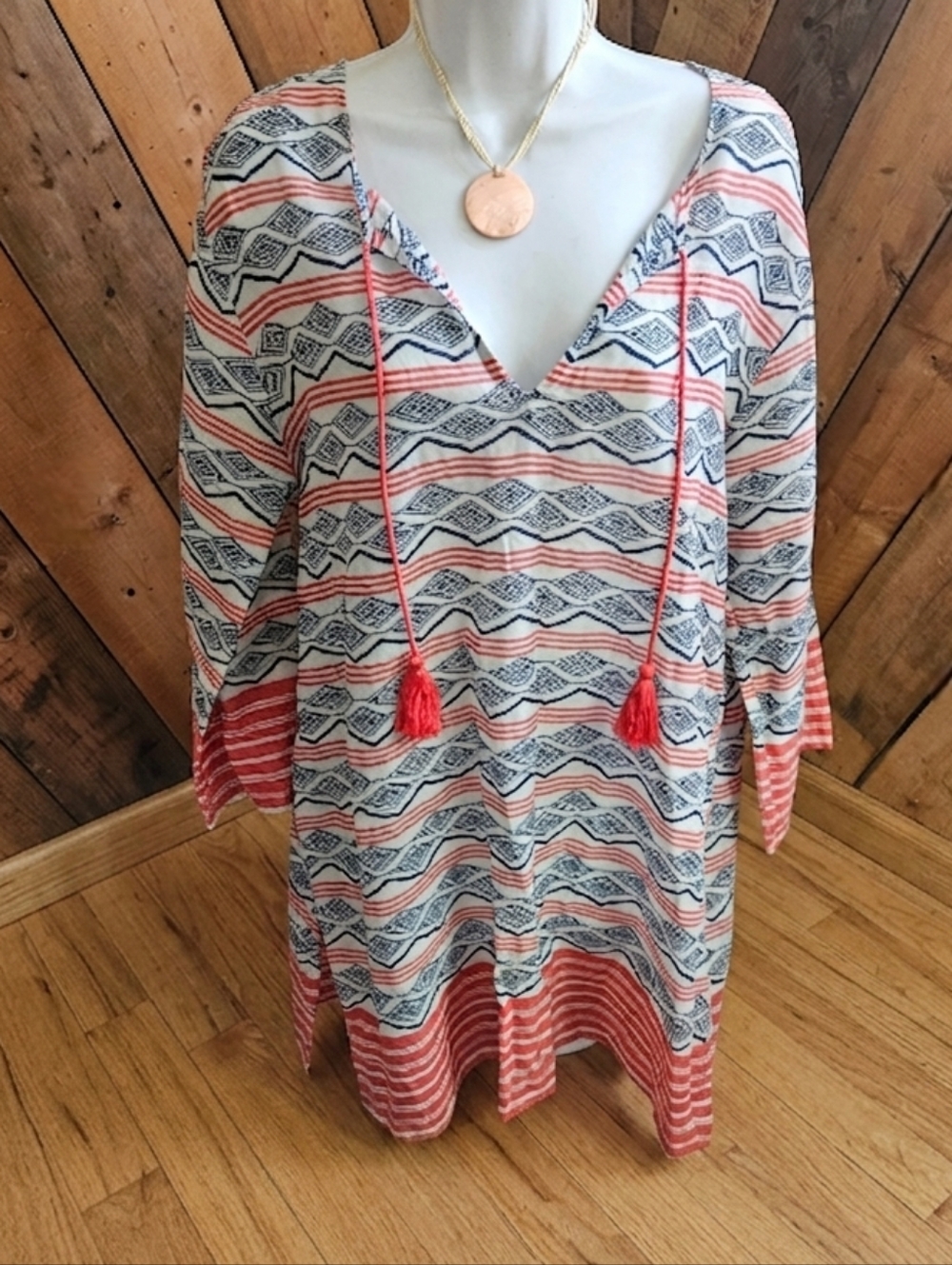 Airy Orvis Cotton Lightweight Tunic Dress Beach Coverup Size L